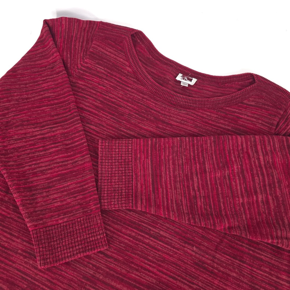 Women's Cotton Sweater 22/24 Red Knit Lightweight Pullover Plus Size Loungewear